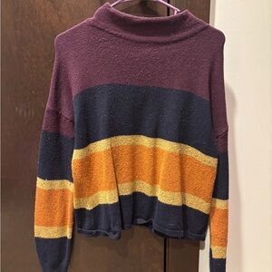 BKE Purple and Blue Cowl Neck Sweater